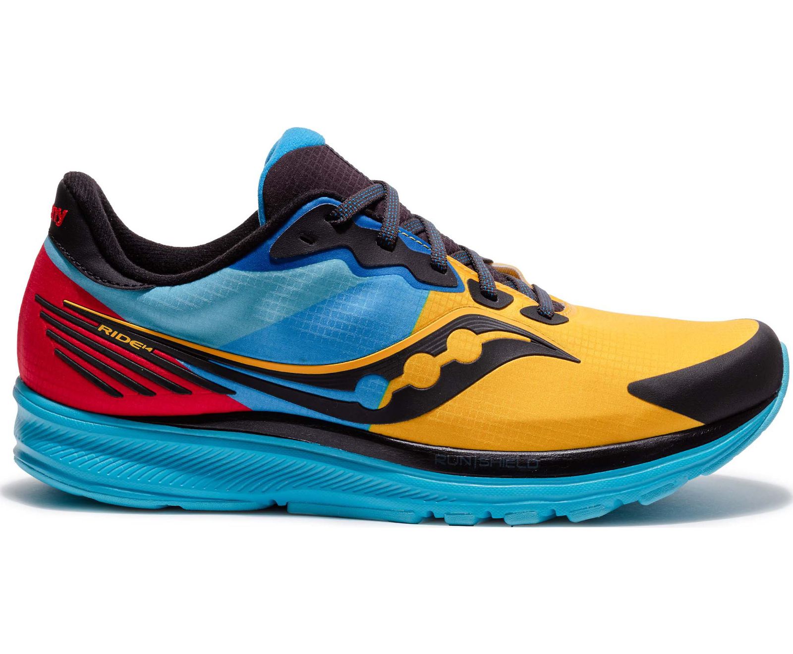 Tenis Para Correr Saucony Ride 14 Runshield Hombre Amarillos Azules Rojos | México 555OKIR